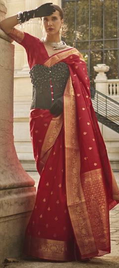 Casual, Traditional Red and Maroon color Saree in Handloom fabric with Bengali Weaving work : 1925486