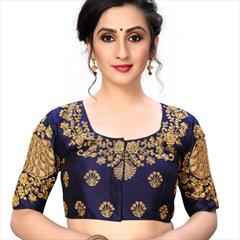 Party Wear Blue color Blouse in Art Silk fabric with Embroidered, Stone, Thread work : 1925841