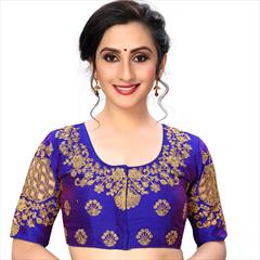 Party Wear Blue color Blouse in Art Silk fabric with Embroidered, Stone, Thread work : 1925844