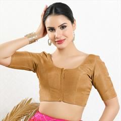 Party Wear Beige and Brown color Blouse in Shimmer fabric with Thread work : 1925855