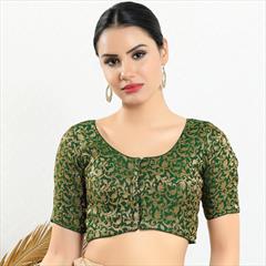Party Wear Green color Blouse in Brocade fabric with Weaving work : 1925856