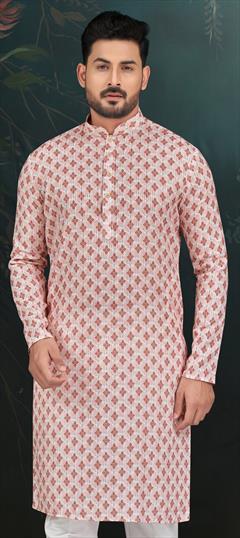 Party Wear Pink and Majenta color Kurta in Rayon fabric with Digital Print, Embroidered, Thread work : 1926105
