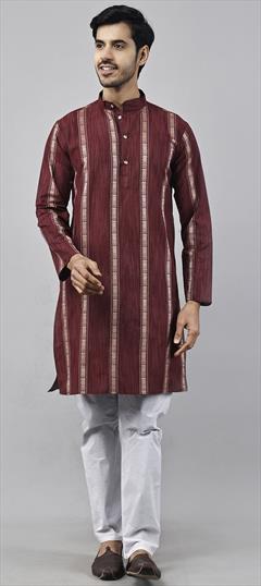 Party Wear Red and Maroon color Kurta Pyjamas in Cotton fabric with Printed work : 1926513