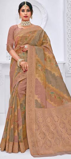 Traditional, Wedding Multicolor color Saree in Silk fabric with South Printed, Weaving work : 1926685