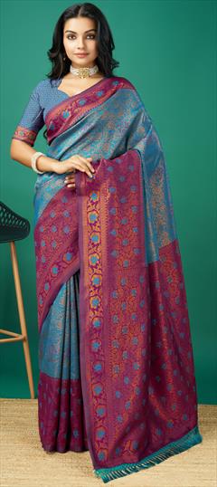 Traditional Beige and Brown, Pink and Majenta color Saree in Art Silk fabric with South Weaving, Zari work : 1927193