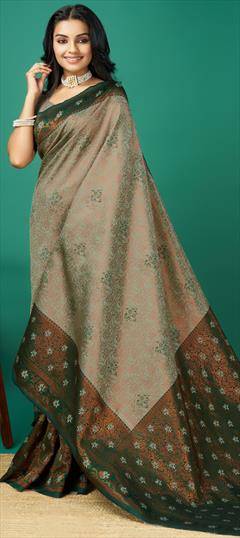 Traditional Green color Saree in Art Silk fabric with South Weaving, Zari work : 1927194