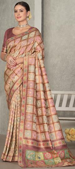 Festive, Party Wear, Traditional, Wedding Pink and Majenta color Saree in Tussar Silk fabric with Classic, South Weaving work : 1927286