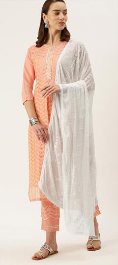 Festive, Party Wear Pink and Majenta color Salwar Kameez in Chanderi Silk fabric with Straight Embroidered work : 1927661