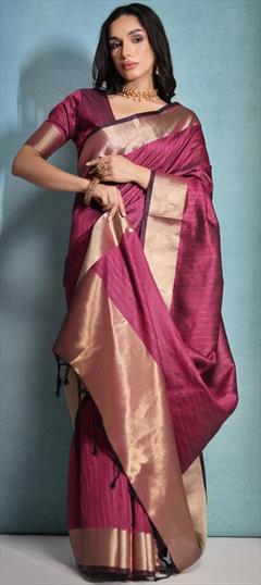 Festive, Party Wear, Traditional Pink and Majenta color Saree in Raw Silk, Silk fabric with South Weaving work : 1928650