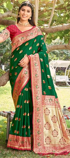Festive, Traditional Green color Saree in Art Silk, Silk fabric with South Weaving, Zari work : 1928929