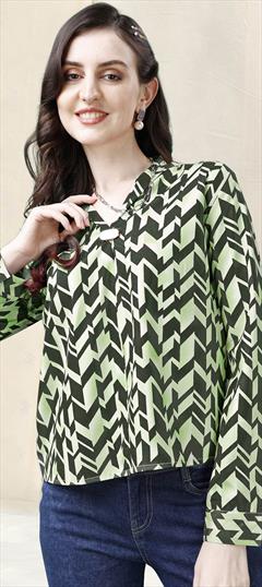 Summer Green color Tops and Shirts in Polyester Silk fabric with Printed work : 1929216