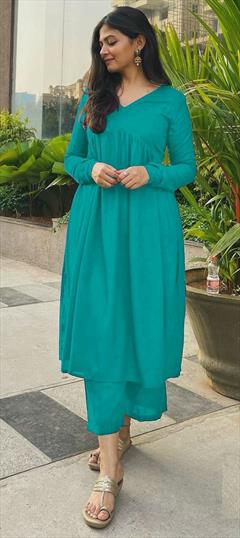 Festive, Party Wear Green color Salwar Kameez in Rayon fabric with Thread work : 1929321