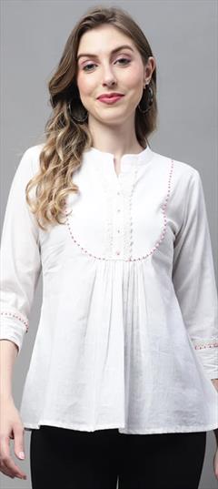 Summer White and Off White color Tops and Shirts in Cotton fabric with Lace work : 1929328
