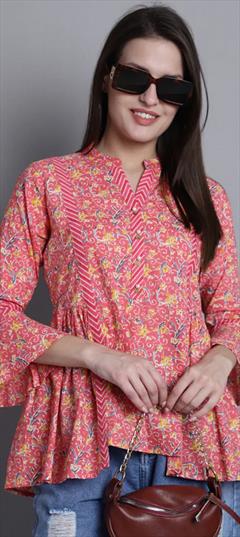 Summer Pink and Majenta color Tops and Shirts in Cotton fabric with Printed work : 1929333