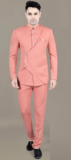 Party Wear, Reception, Wedding Pink and Majenta color Jodhpuri Suit in Rayon fabric with Thread work : 1929338