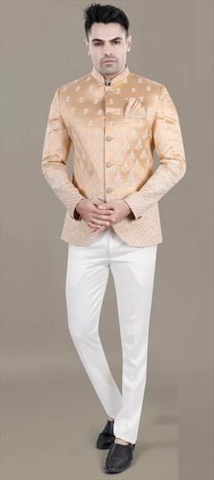 Party Wear, Reception, Wedding Pink and Majenta color Jodhpuri Suit in Jacquard fabric with Sequence, Thread work : 1929340
