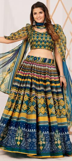 Festive, Party Wear, Traditional Multicolor color Lehenga in Silk fabric with Flared Printed work : 1930184