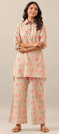 Casual, Summer Multicolor color Co-ords Set in Blended Cotton fabric with Printed work : 1930353