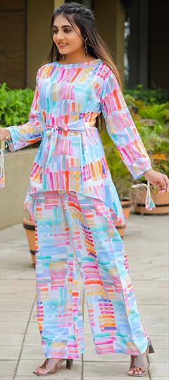 Casual, Summer Multicolor color Co-ords Set in Blended Cotton fabric with Printed work : 1930355
