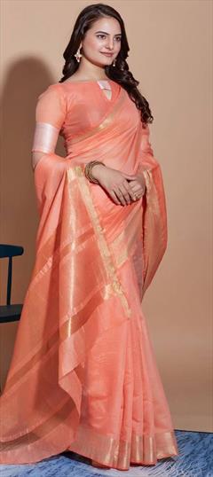 Casual, Traditional Pink and Majenta color Saree in Cotton fabric with Bengali Weaving work : 1930788