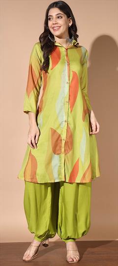 Casual, Summer Green color Co-ords Set in Muslin fabric with Printed work : 1930837