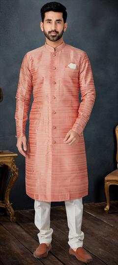 Reception, Wedding Beige and Brown color Sherwani in Jacquard fabric with Sequence, Thread work : 1931262
