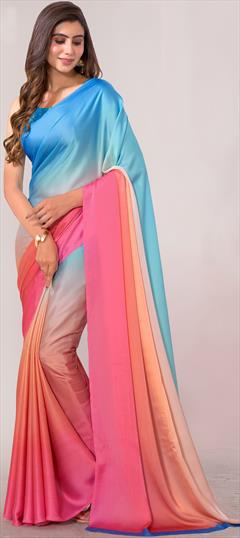 Festive, Party Wear, Traditional Multicolor color Saree in Crepe Silk, Silk fabric with Classic Ombre, Printed work : 1933475