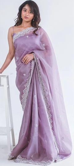 Festive, Traditional Purple and Violet color Saree in Art Silk, Silk fabric with South Embroidered, Sequence, Thread work : 1933825