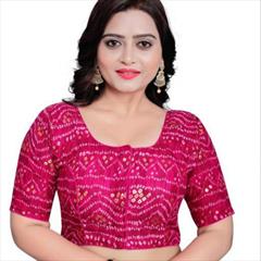 Festive Pink and Majenta color Blouse in Cotton fabric with Bandhej, Printed work : 1933837