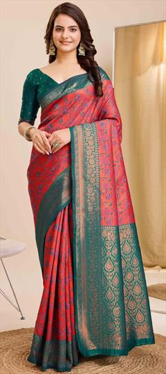 Traditional Multicolor color Saree in Kanjeevaram Silk fabric with South Weaving work : 1934113