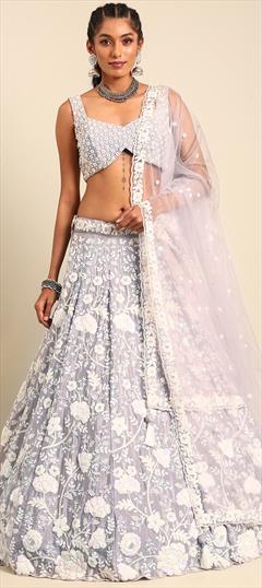 Bridal, Wedding Purple and Violet color Lehenga in Georgette fabric with Flared Stone work : 1934173