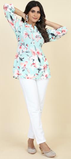 Casual Green color Tops and Shirts in Rayon fabric with Floral, Printed work : 1934338