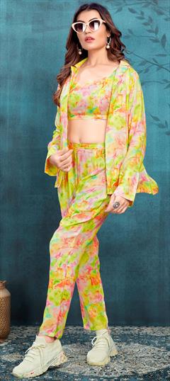 Casual Green, Pink and Majenta color Co-ords Set in Viscose fabric with Printed work : 1934875