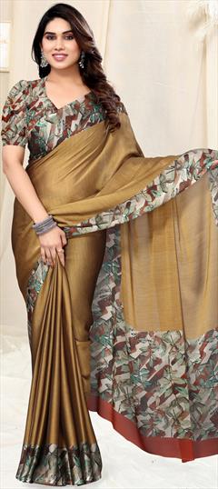 Festive, Party Wear Beige and Brown color Saree in Chiffon fabric with Classic Printed work : 1934966