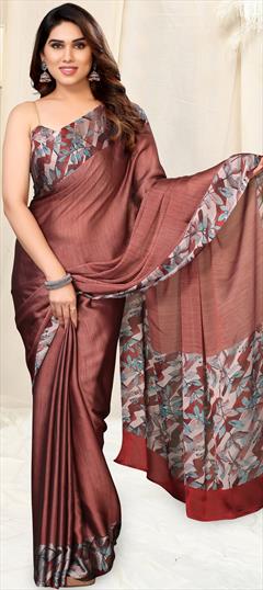Festive, Party Wear Beige and Brown color Saree in Chiffon fabric with Classic Printed work : 1934967