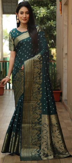 Festive, Traditional Green color Saree in Art Silk fabric with South Bandhej, Printed work : 1935252