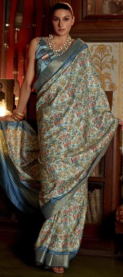 Party Wear, Traditional Multicolor color Saree in Art Silk, Silk fabric with South Floral, Printed work : 1935958