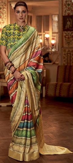 Party Wear, Traditional Multicolor color Saree in Art Silk, Silk fabric with South Floral, Printed work : 1935961