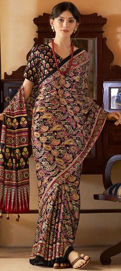 Festive, Traditional Multicolor color Saree in Satin Silk, Silk fabric with South Printed work : 1935985