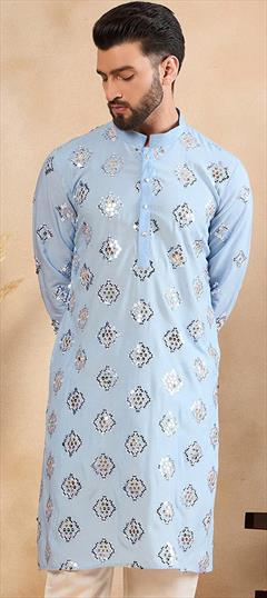 Party Wear Blue color Kurta in Rayon fabric with Embroidered, Sequence, Thread work : 1936006
