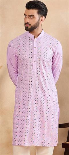 Party Wear Pink and Majenta color Kurta in Rayon fabric with Embroidered, Sequence, Thread work : 1936007