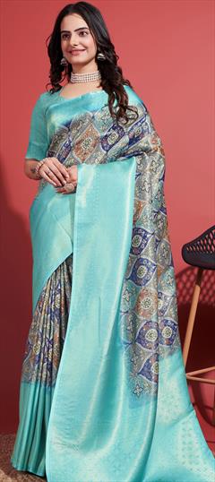 Traditional Multicolor color Saree in Art Silk, Silk fabric with South Floral, Printed, Weaving work : 1936766