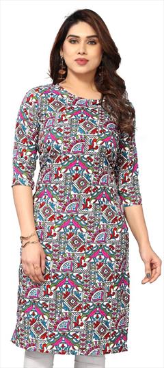Casual Multicolor color Kurti in Crepe Silk fabric with Long Sleeve, Straight Printed work : 1936923