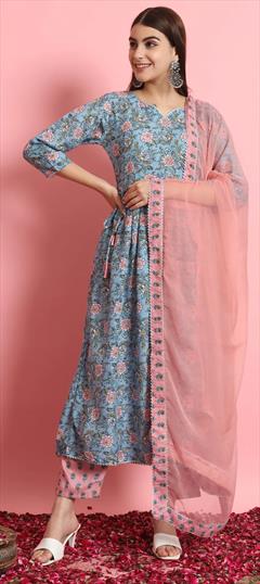 Festive, Party Wear Multicolor color Salwar Kameez in Rayon fabric with Anarkali Floral, Printed work : 1936942