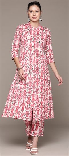 Summer Pink and Majenta color Co-ords Set in Cotton fabric with Printed work : 1937988