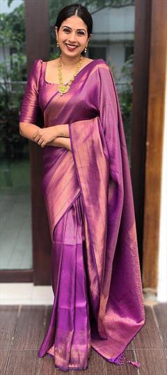 Traditional Purple and Violet color Saree in Art Silk fabric with South Weaving work : 1937998