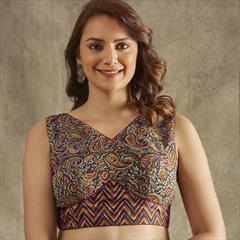 Festive, Party Wear Beige and Brown color Blouse in Cotton fabric with Printed work : 1938049