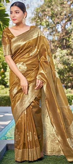 Festive, Party Wear Yellow color Saree in Shimmer fabric with Classic Weaving, Zari work : 1938215