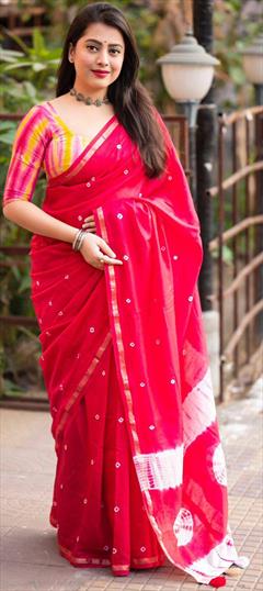 Party Wear, Traditional Pink and Majenta color Saree in Chanderi Silk fabric with South Printed work : 1938417