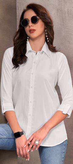 Casual, Summer White and Off White color Tops and Shirts in Cotton fabric with Thread work : 1938912